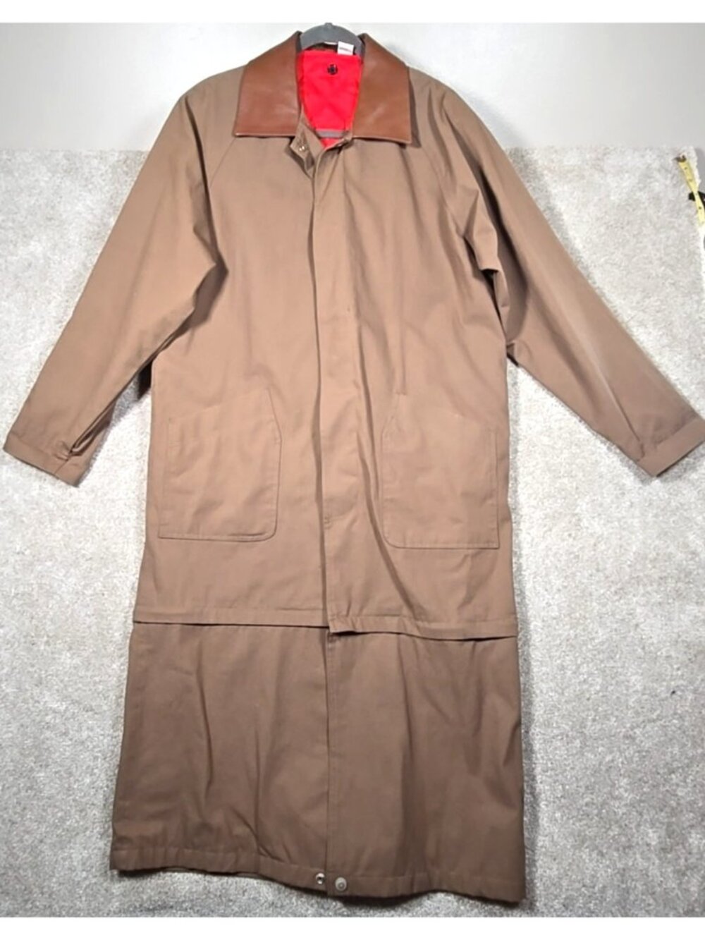 Vtg Marlboro Gear Western Duster Trench Coat Leather Collar Quilted Adult Small